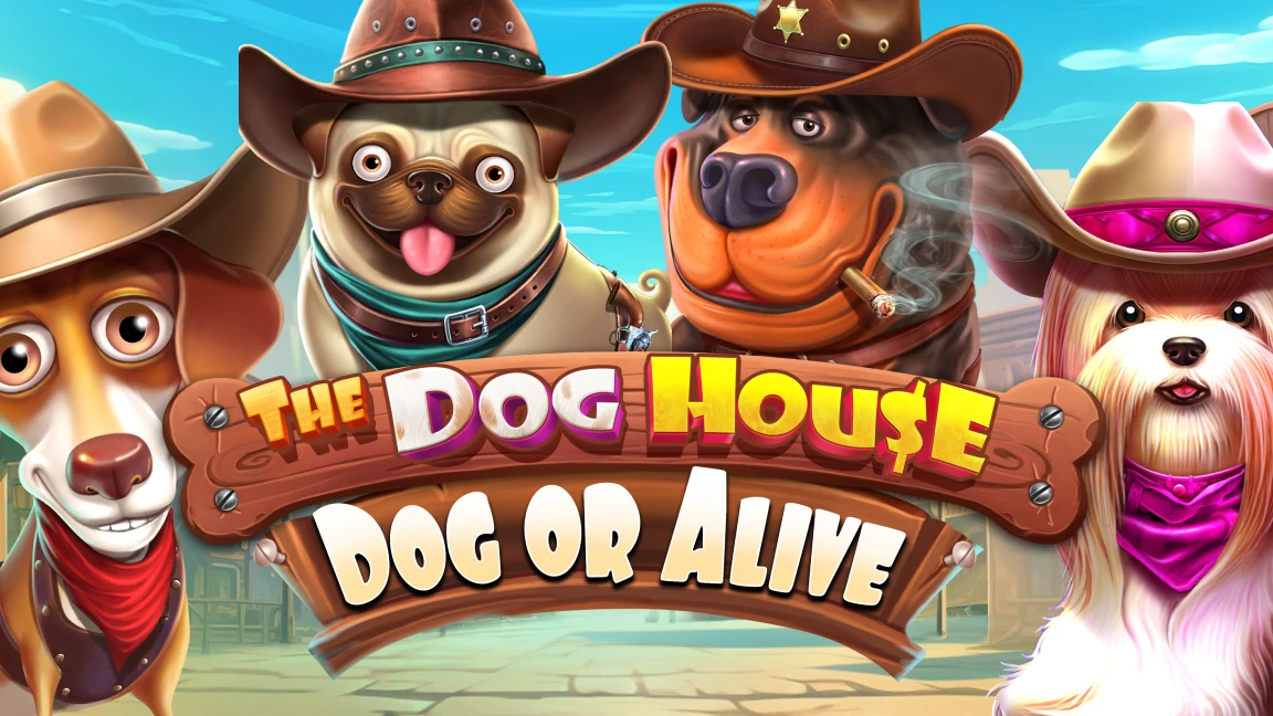 The promotional header for The Dog House - Dog or Alive, an online slot game on Betty.ca.