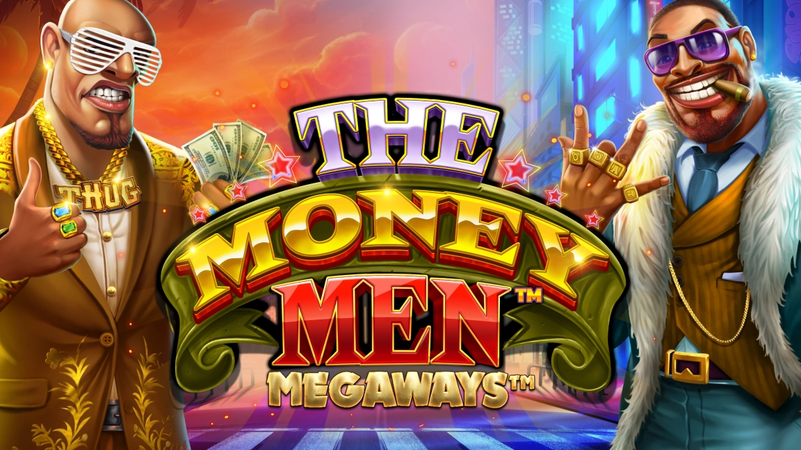 The promotional header for The Money Men Megaways, an online slot game on Betty.ca.