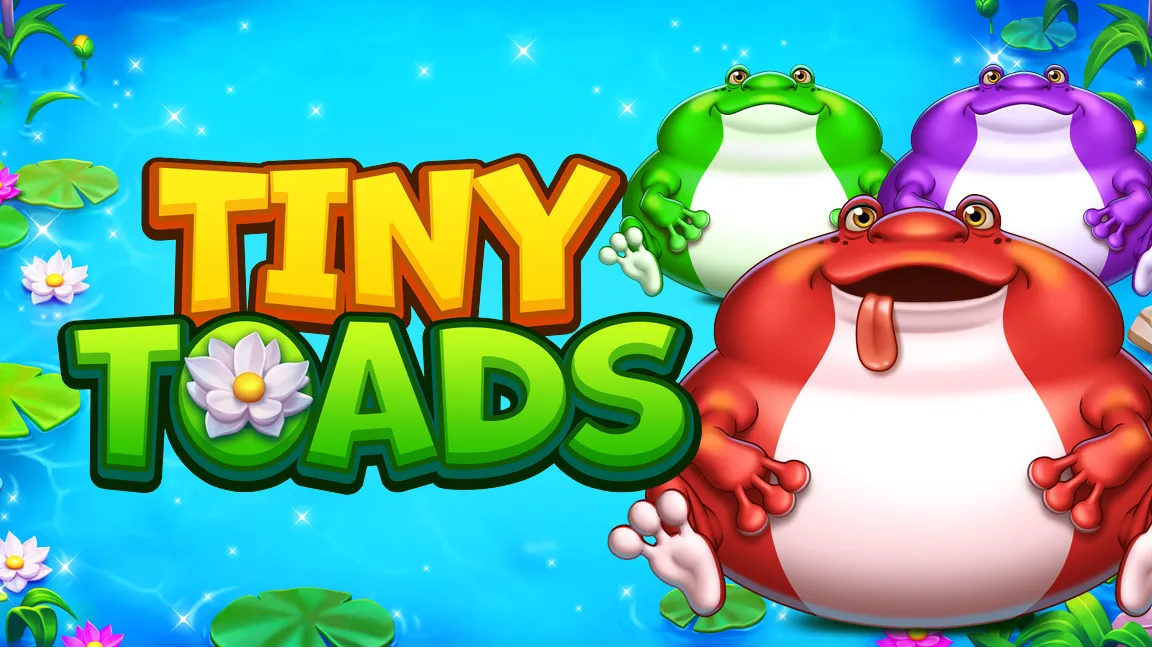 The promotional header for Tiny Toads, an online slot game on Betty.ca.