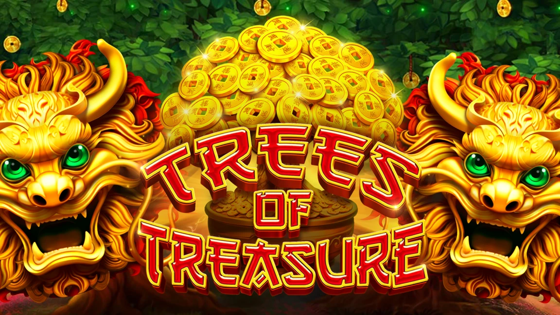The promotional header for Trees of Treasure, an online slot game on Betty.ca.