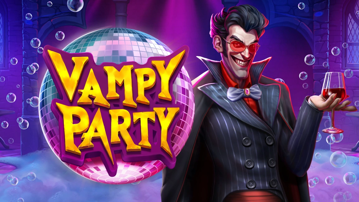 The promotional header for Vampy Party, an online slot game on Betty.ca.