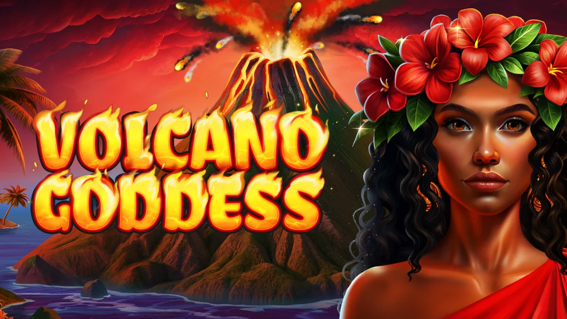 The promotional header for Volcano Goddess, an online slot game on Betty.ca.