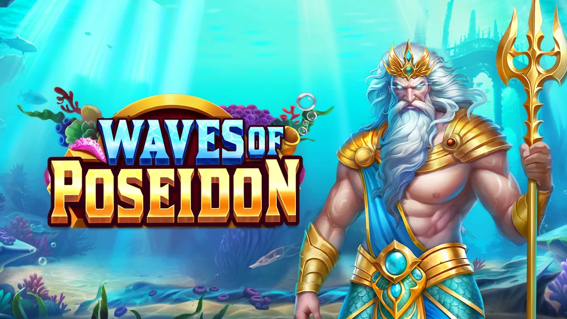 The promotional header for Waves of Poseidon, an online slot game on Betty.ca.