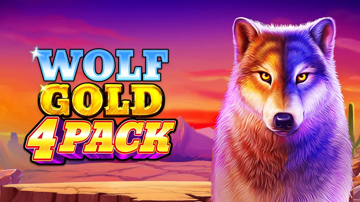 The promotional header for Wolf Gold 4 Pack, an online slot game on Betty.ca.