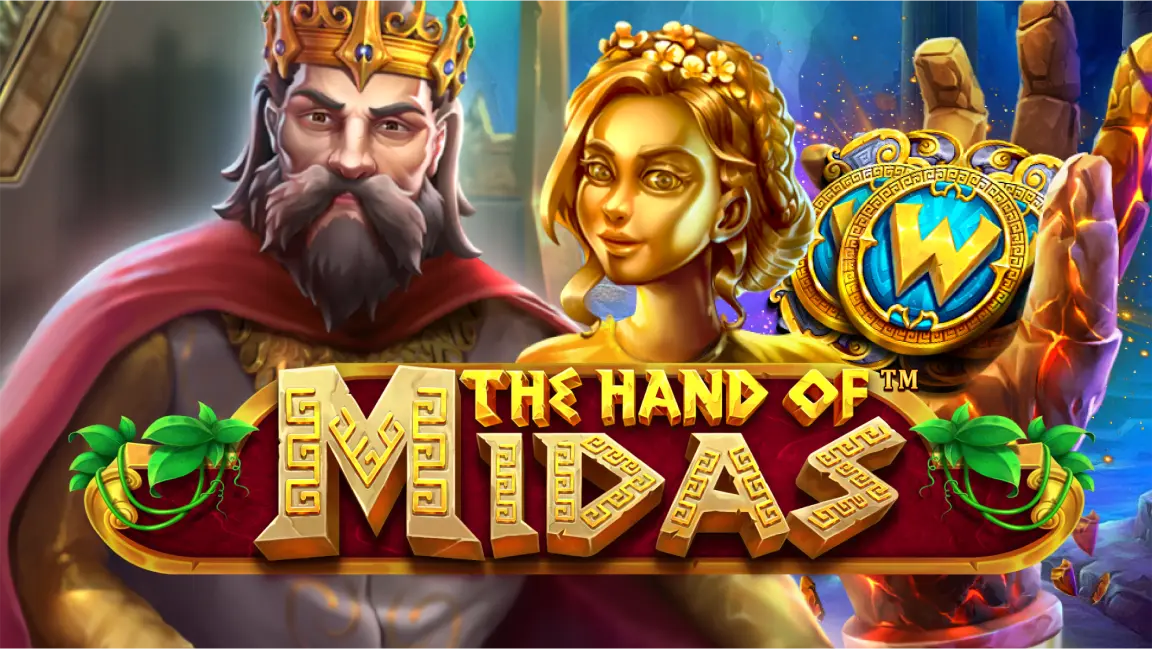 The promotional header for The Hand of Midas, an online slot game on Betty.ca.