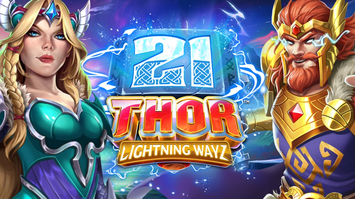 The promotional header for 21 Thor Lightning Ways, an online slot game on Betty.ca.