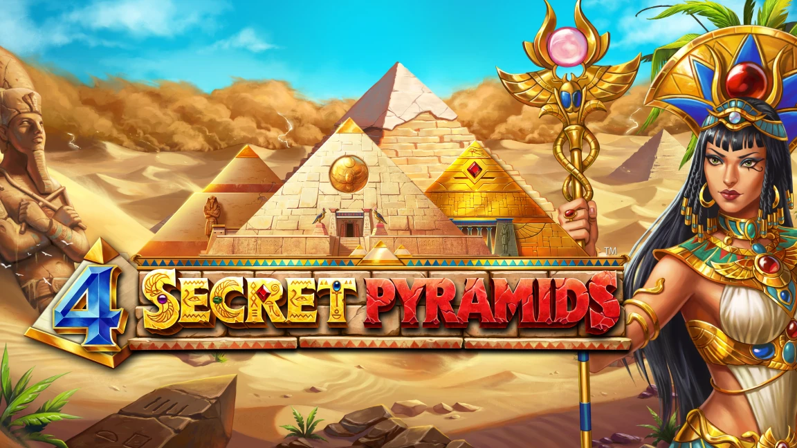 The promotional header for 4 Secret Pyramids, an online slot game on Betty.ca.