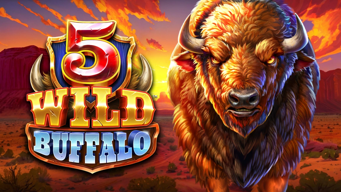 The promotional header for 5 Wild Buffalo, an online slot game on Betty.ca.