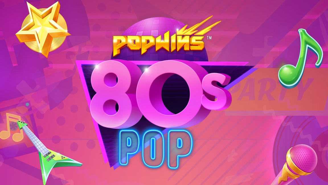 The promotional header for 80s Pop, an online slot game on Betty.ca.