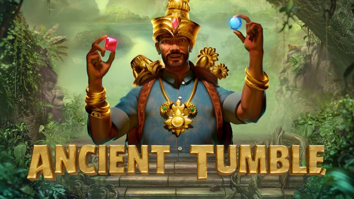 The promotional header for Ancient Tumble, an online slot game on Betty.ca.