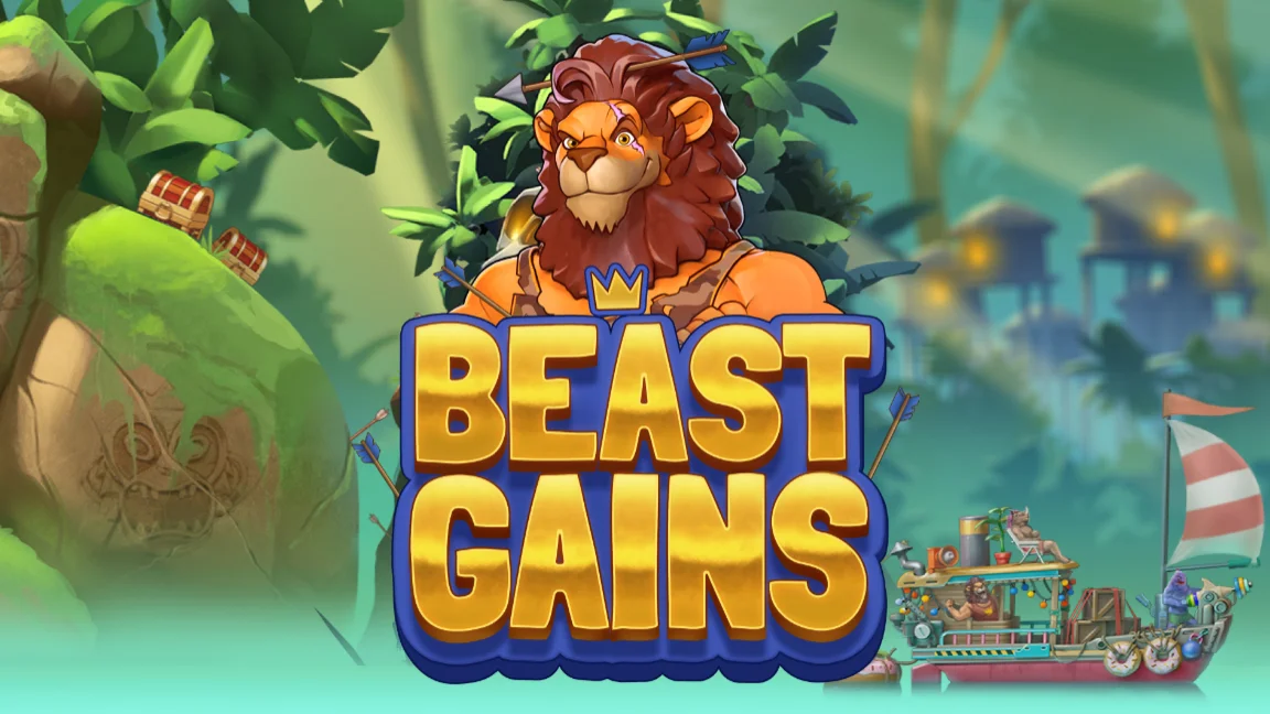 The promotional header for Beast Gains, an online slot game on Betty.ca.