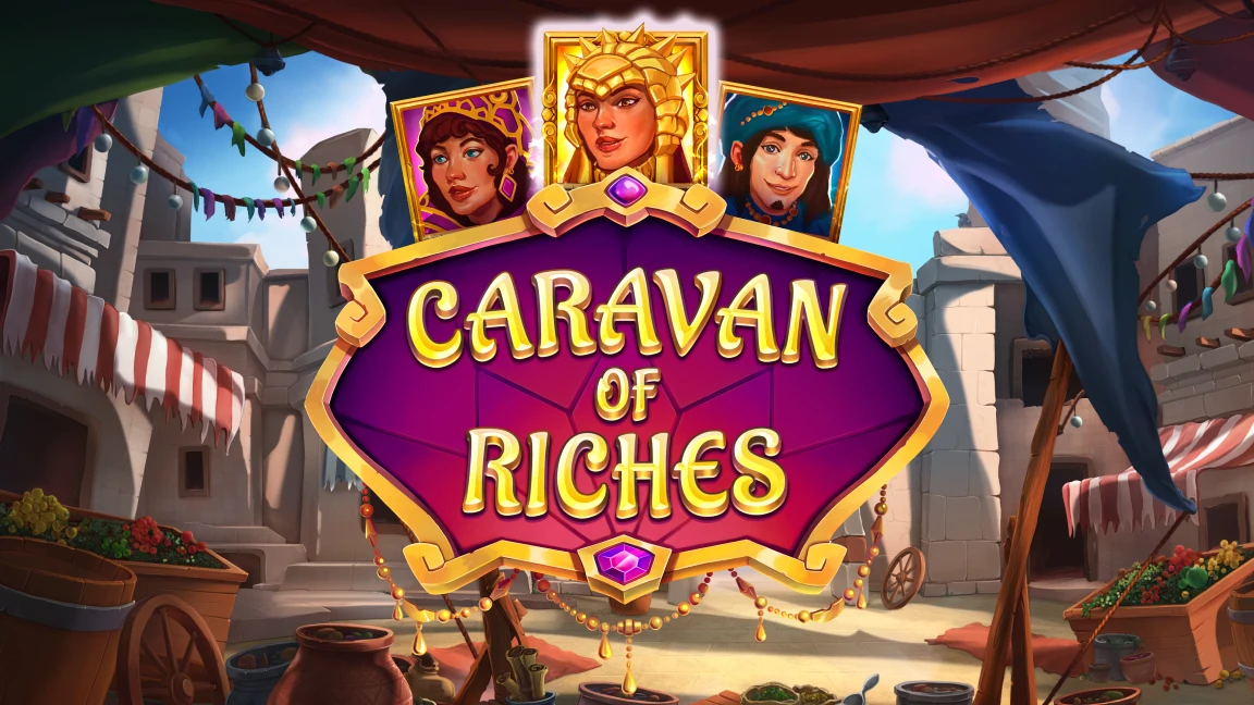 The promotional header for Caravan of Riches, an online slot game on Betty.ca.