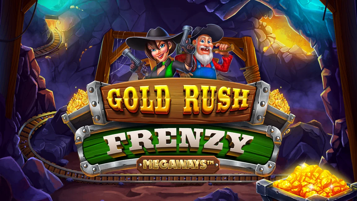 The promotional header for Gold Rush Frenzy Megaways, an online slot game on Betty.ca.