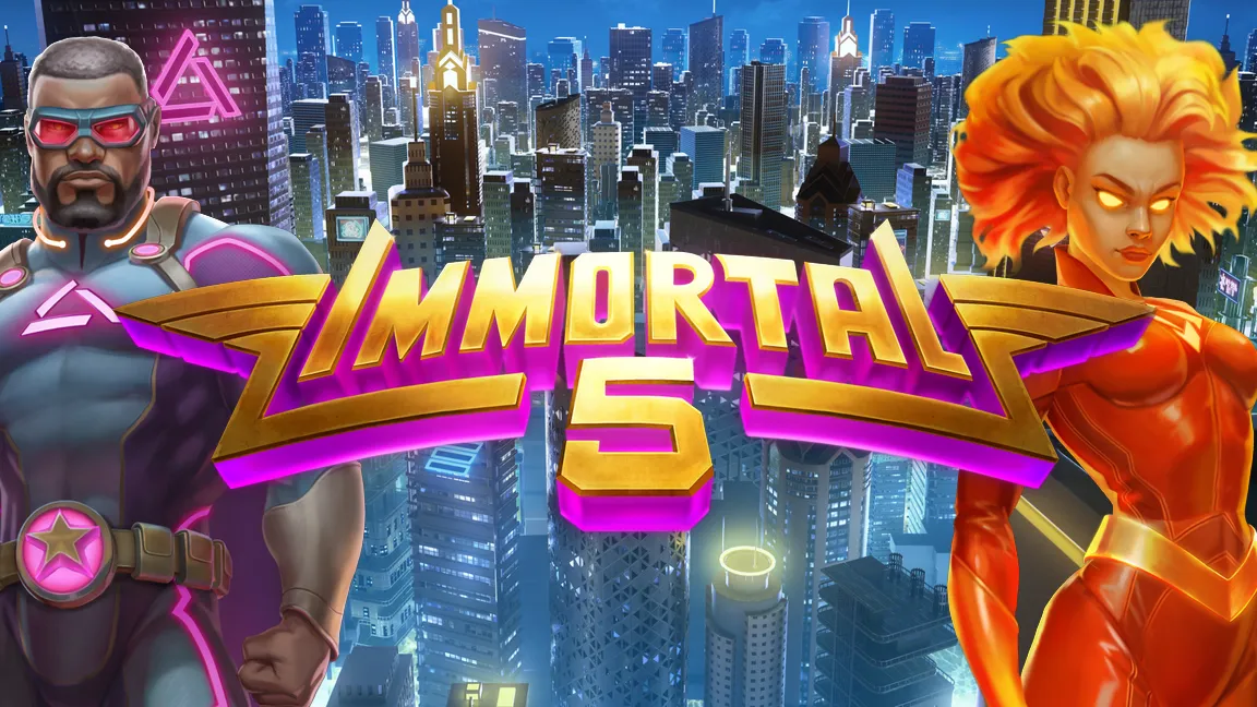 The promotional header for Immortal 5, an online slot game on Betty.ca.