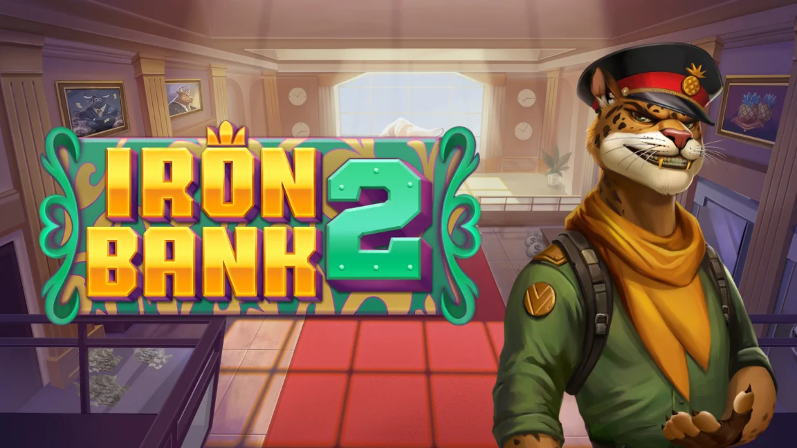 The promotional header for Iron Bank 2, an online slot game on Betty.ca.