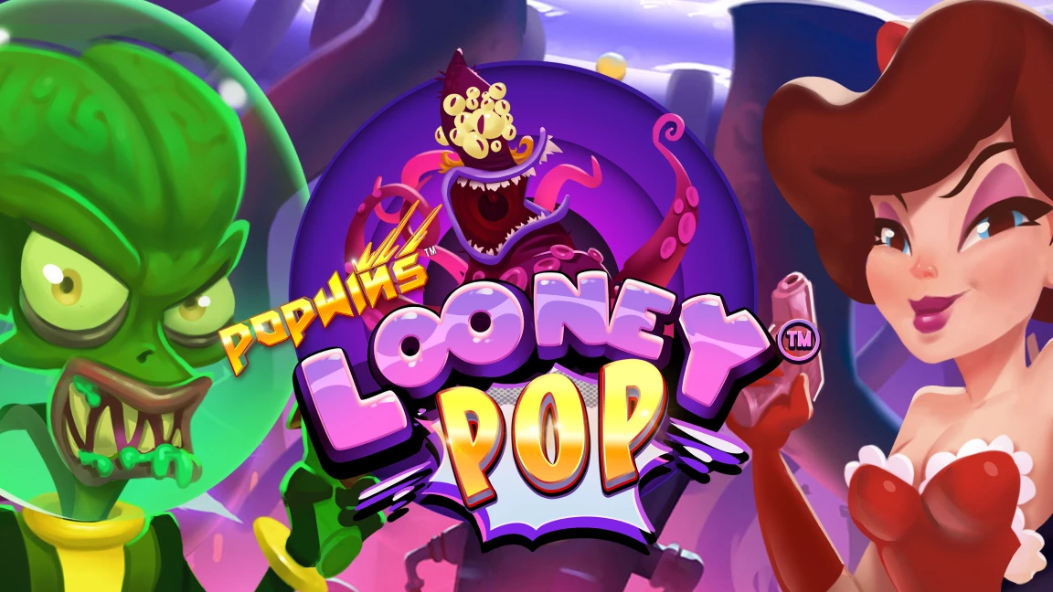 The promotional header for Looney Pop, an online slot game on Betty.ca.