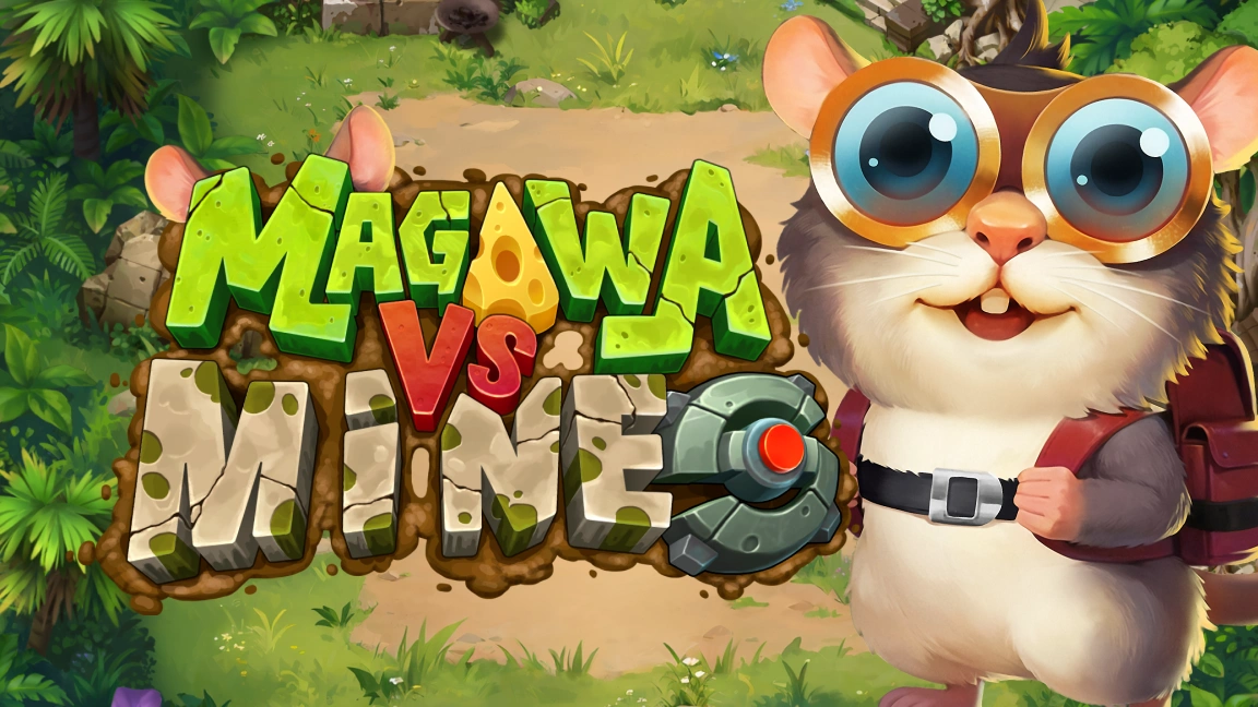 The promotional header for Magawa Vs Mines, an online slot game on Betty.ca.