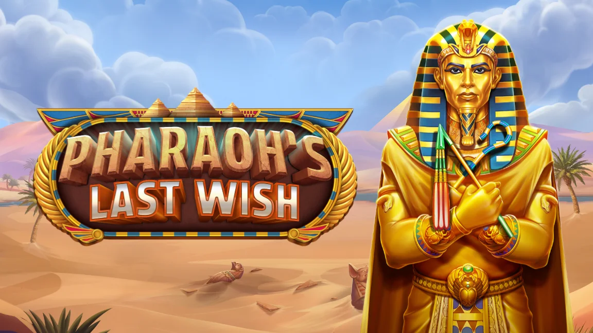 The promotional header for Pharaoh's Last Wish, an online slot game on Betty.ca.