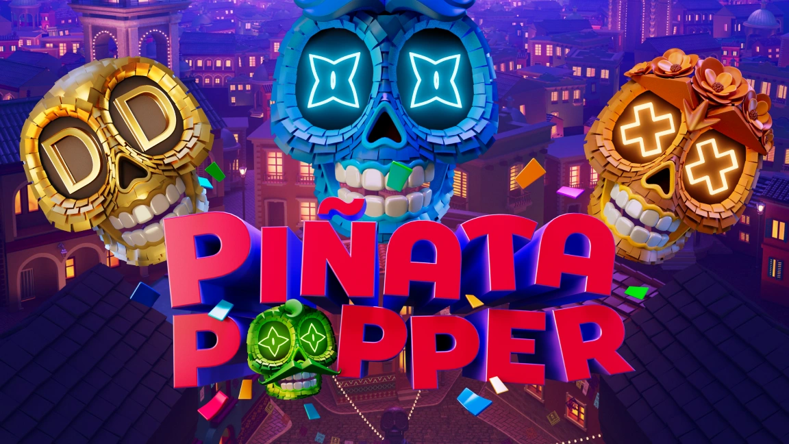 The promotional header for Pinata Popper, an online slot game on Betty.ca.