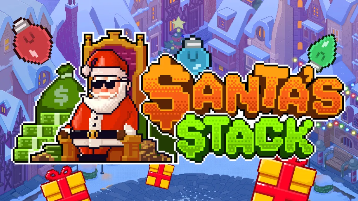 The promotional header for Santa's Stack, an online slot game on Betty.ca.