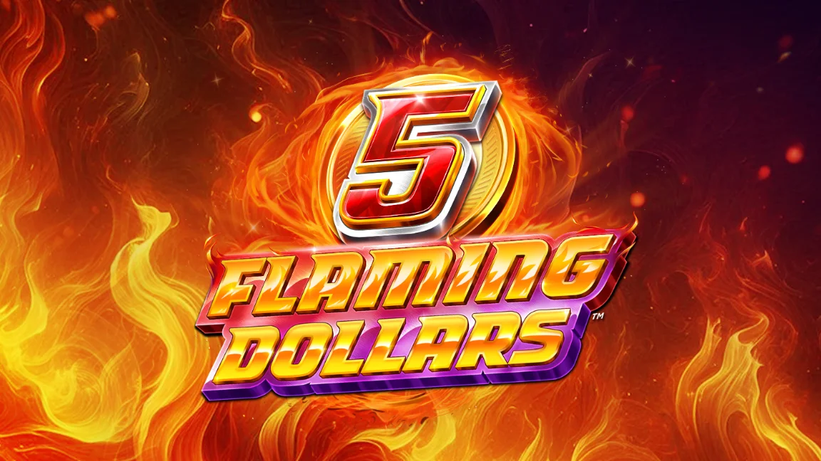 The promotional header for 5 Flaming Dollars, an online slot game on Betty.ca.