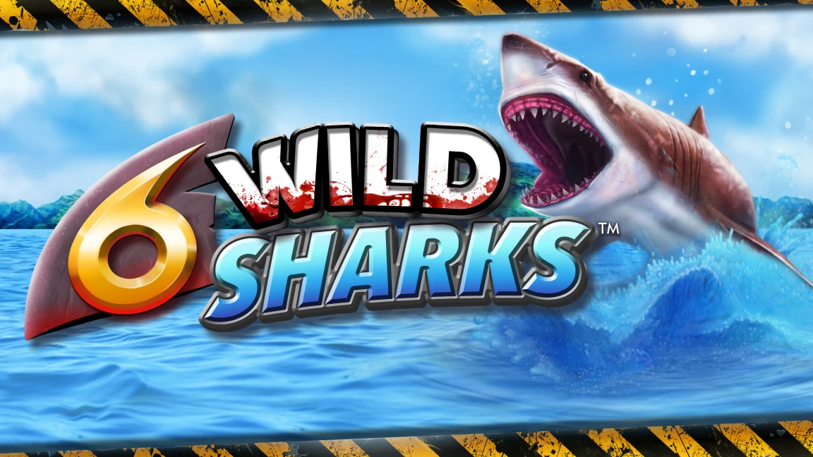 The promotional header for 6 Wild Sharks, an online slot game on Betty.ca.