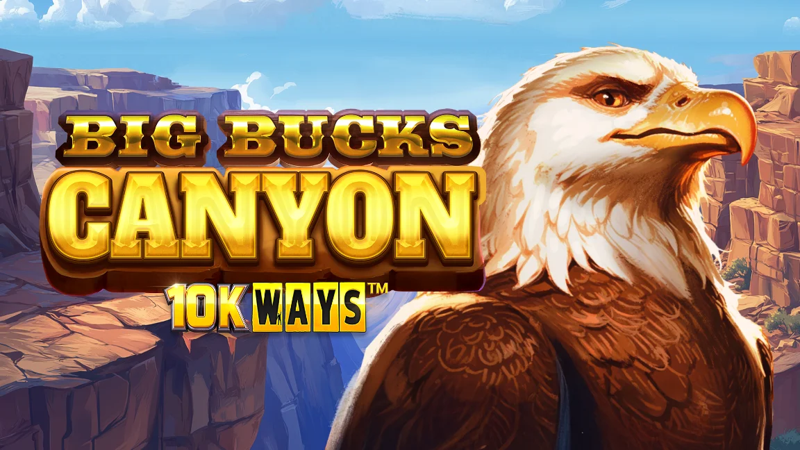 The promotional header for Big Bucks Canyon 10K Ways, an online slot game on Betty.ca.