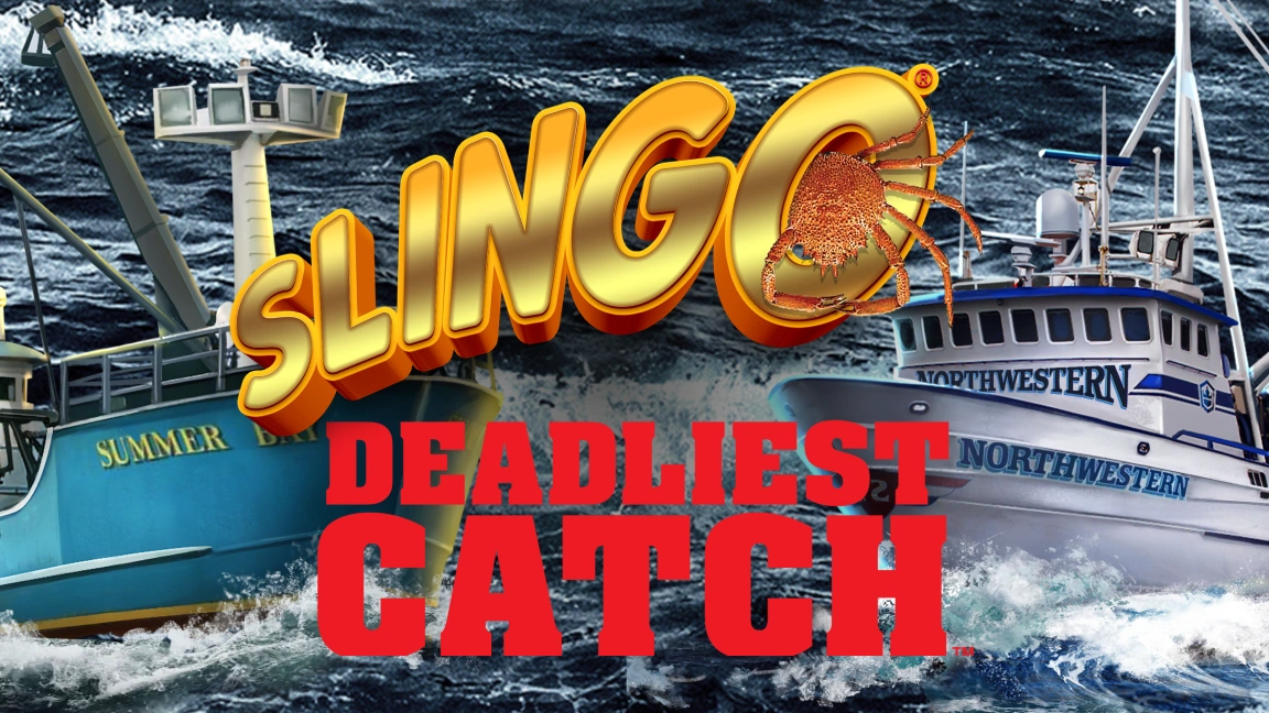 The promotional header for Slingo Deadliest Catch, an online slot game on Betty.ca.
