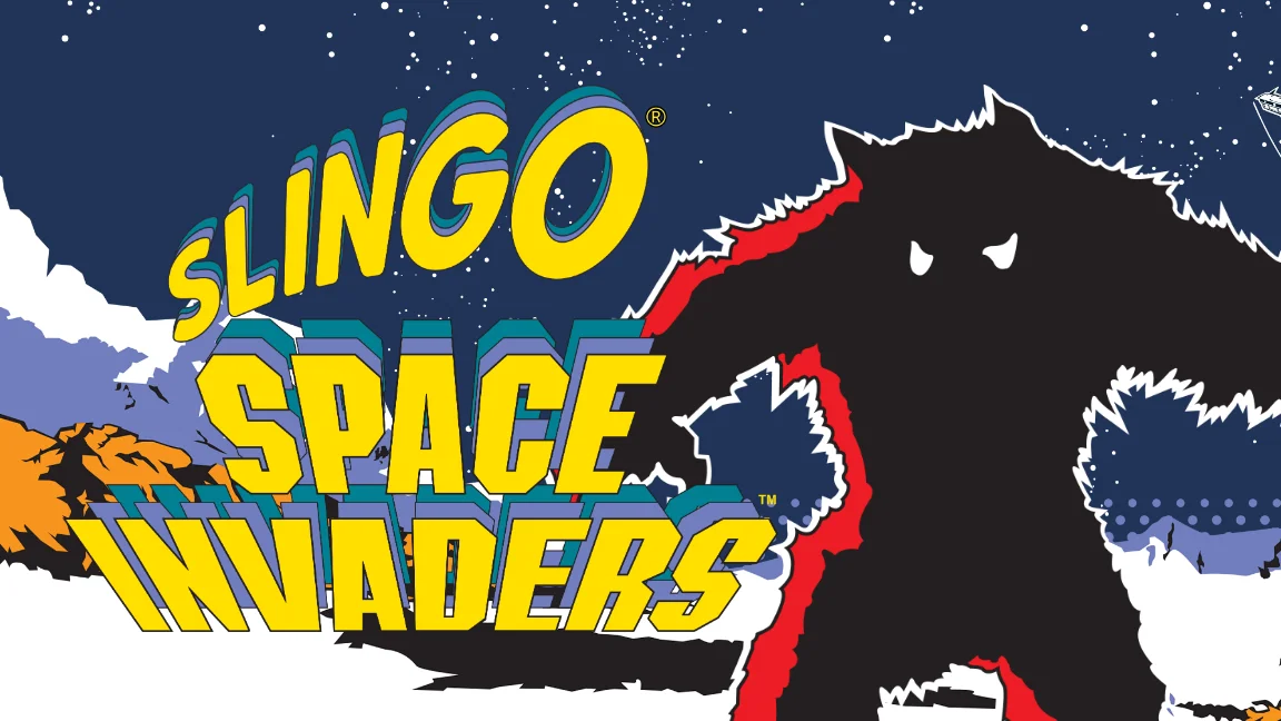 The promotional header for Slingo Space Invaders, an online slot game on Betty.ca.