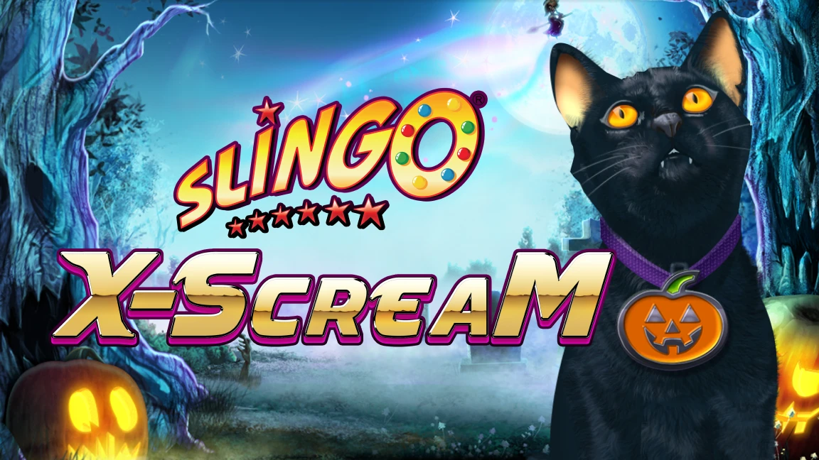 The promotional header for Slingo X-Scream, an online slot game on Betty.ca.