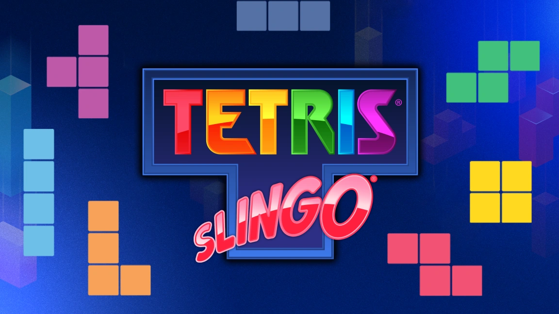 The promotional header for Slingo Tetris, an online slot game on Betty.ca.