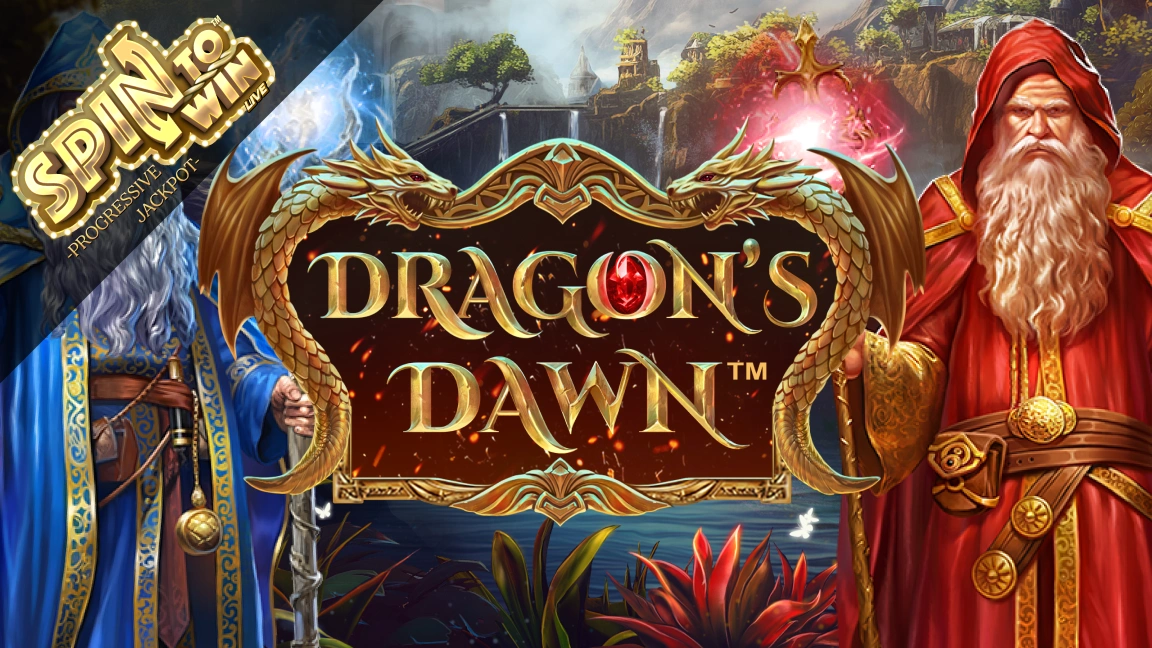 The promotional header for Dragon's Dawn™, an online slot game on Betty.ca.