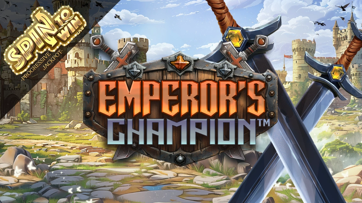 The promotional header for Emperor’s Champion, an online slot game on Betty.ca.