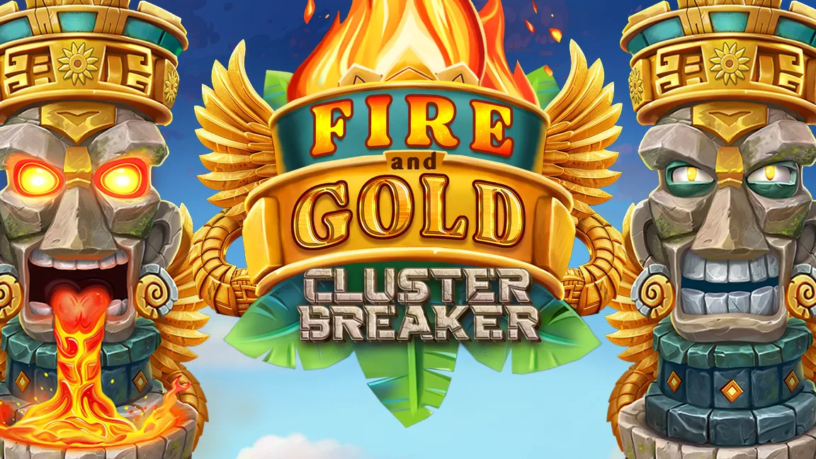 The promotional header for Fire & Gold ClusterBreaker™, an online slot game on Betty.ca.