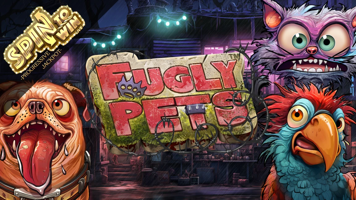 The promotional header for Fugly Pets, an online slot game on Betty.ca.