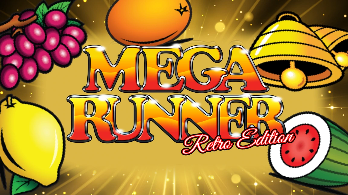 The promotional header for Mega Runner Retro Edition, an online slot game on Betty.ca.