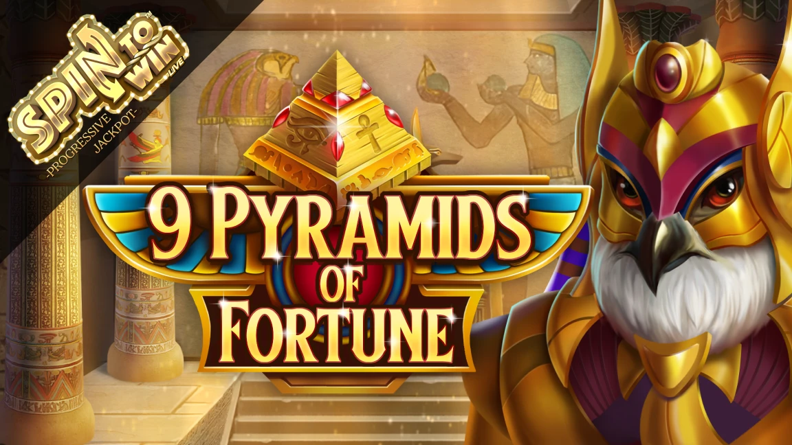 The promotional header for 9 Pyramids of Fortune, an online slot game on Betty.ca.