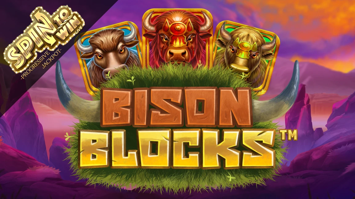 The promotional header for Bison Blocks, an online slot game on Betty.ca.