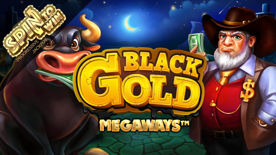 The promotional header for Black Gold Megaways™, an online slot game on Betty.ca.