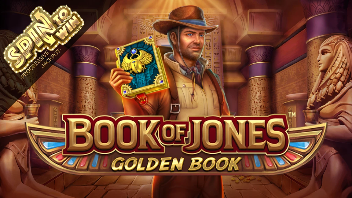 The promotional header for Book of Jones Golden Book, an online slot game on Betty.ca.