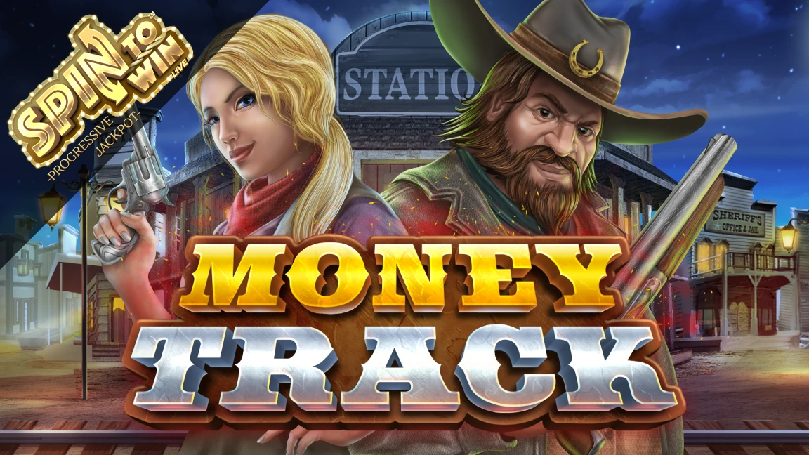 The promotional header for Money Track, an online slot game on Betty.ca.
