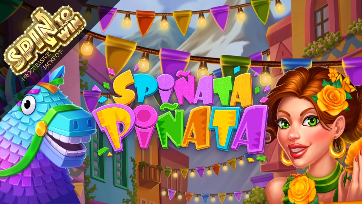 The promotional header for Spinata Pinata, an online slot game on Betty.ca.