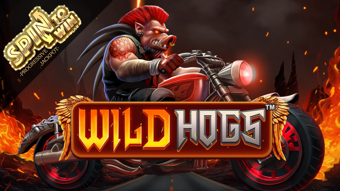 The promotional header for Wild Hogs™, an online slot game on Betty.ca.