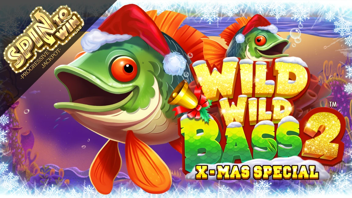 The promotional header for Wild Wild Bass 2 Xmas Special, an online slot game on Betty.ca.