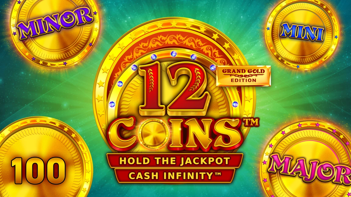 The promotional header for 12 Coins Grand Gold Edition, an online slot game on Betty.ca.