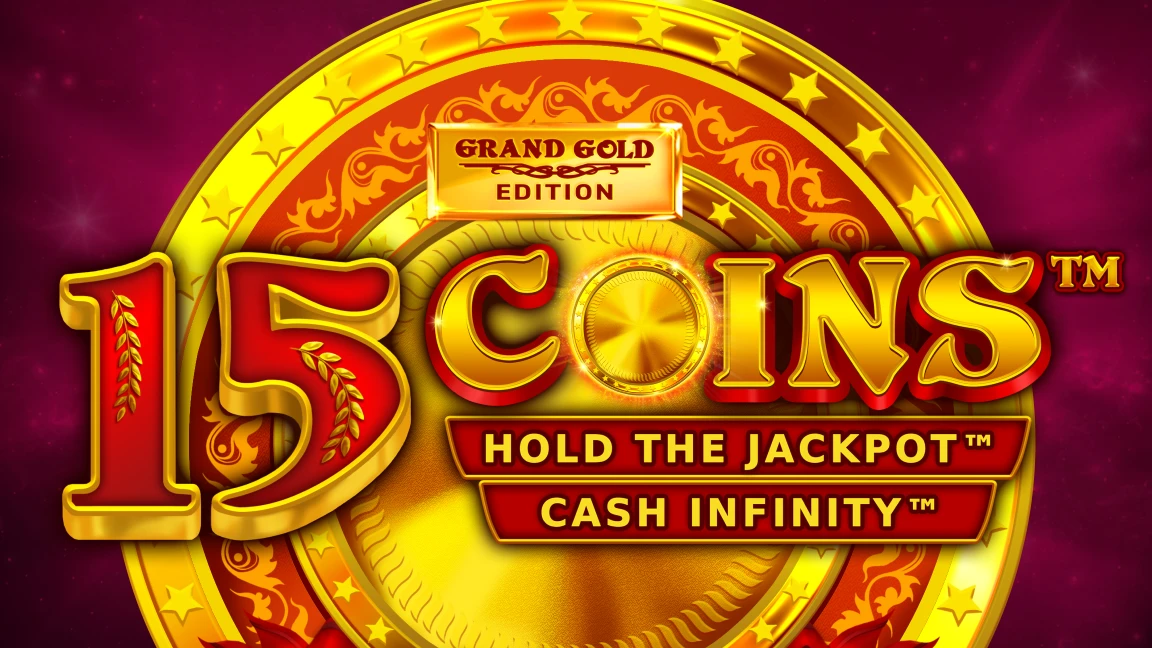 The promotional header for 15 Coins™ Grand Gold Edition, an online slot game on Betty.ca.