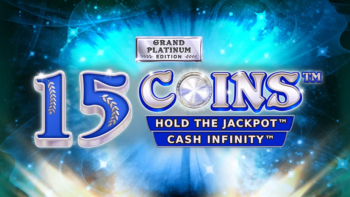The promotional header for 15 Coins ™ Grand Platinum Edition, an online slot game on Betty.ca.