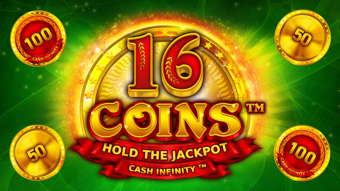 The promotional header for 16 Coins™, an online slot game on Betty.ca.