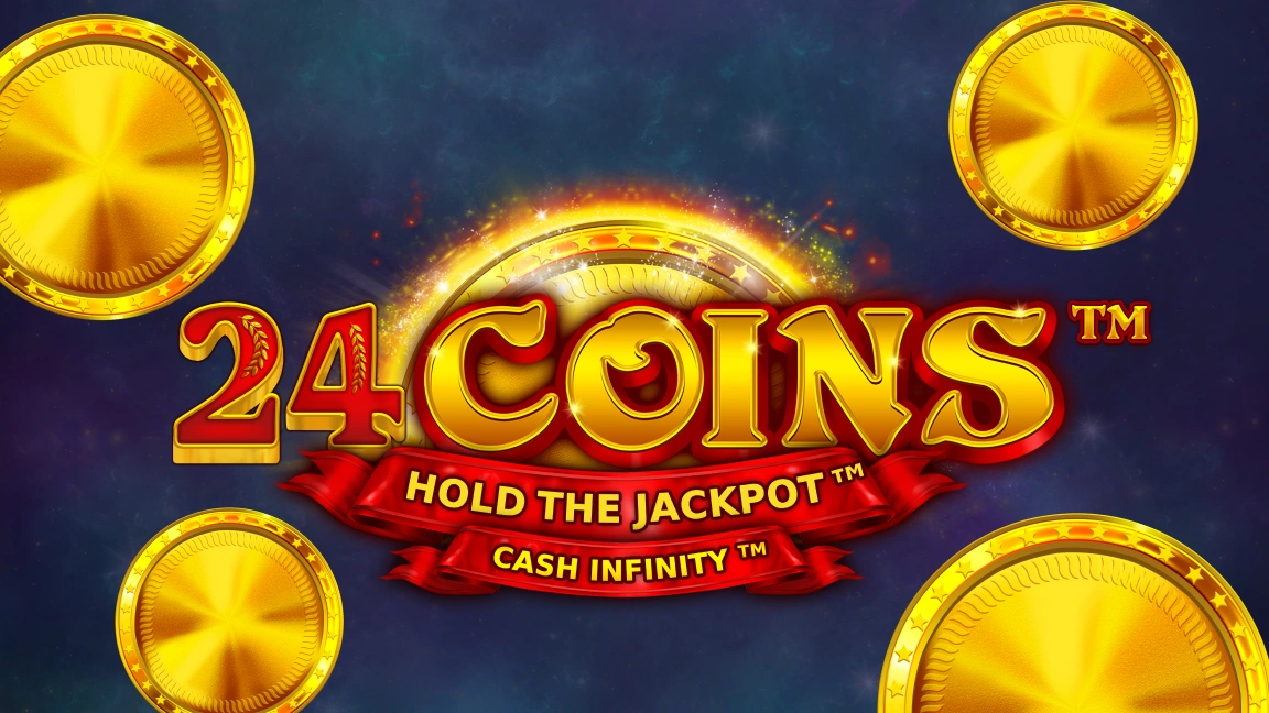 The promotional header for 24 Coins™, an online slot game on Betty.ca.