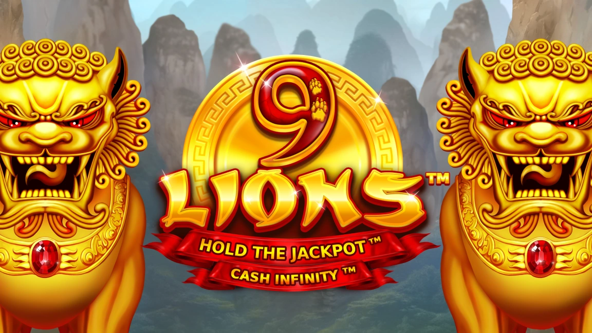 The promotional header for 9 Lions Hold the Jackpot, an online slot game on Betty.ca.